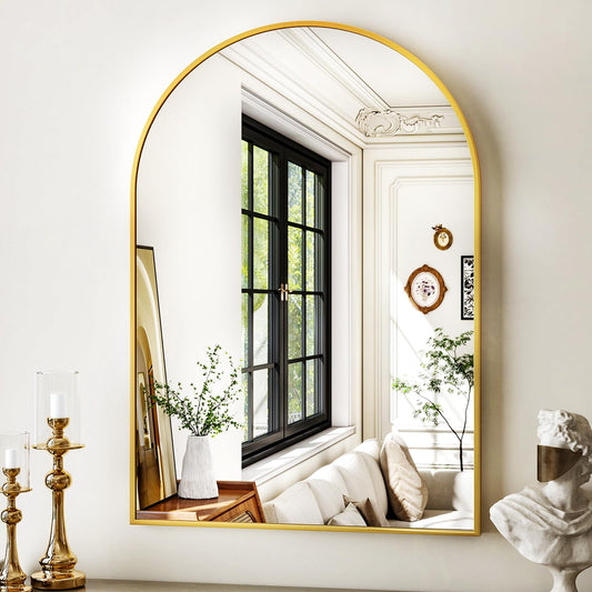 24"x36" Black Arched Bathroom Mirror - Wall Mirror for Bathroom, Metal Frame Vanity Mirror, Dresser Mirror, Arch Decorative Mirrors for Living Room, Bedroom, Entryway, Mantle