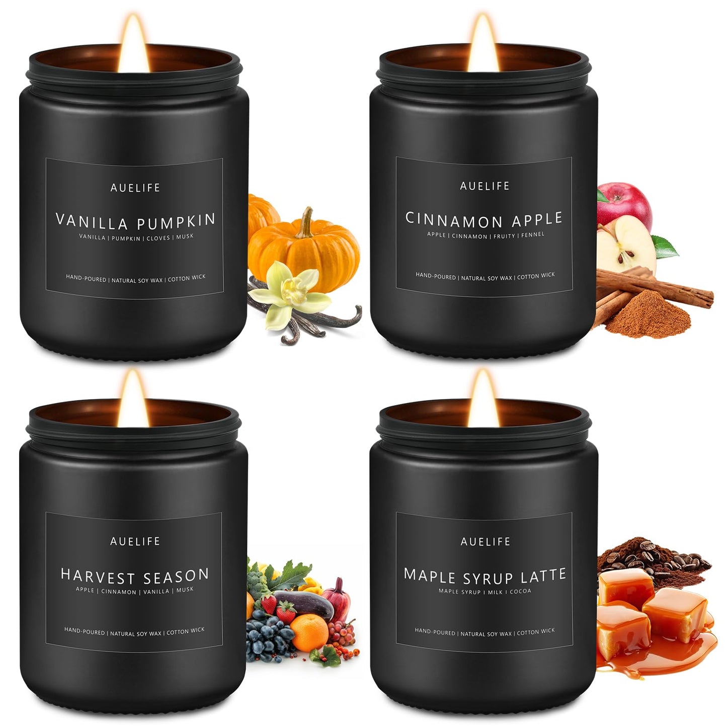 Scented Candles Set | Men Candle Set, Scented Candles for Home, Gifts for Men Aromatherapy Gift Set - 4 Pack Manly Gifts for Dad Fathers Day, Soy Candle of Leather/Smoke & Vanilla/Oak/Lavender