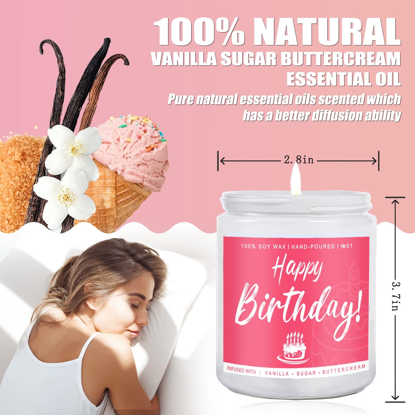 Scented Candles Set | Men Candle Set, Scented Candles for Home, Gifts for Men Aromatherapy Gift Set - 4 Pack Manly Gifts for Dad Fathers Day, Soy Candle of Leather/Smoke & Vanilla/Oak/Lavender