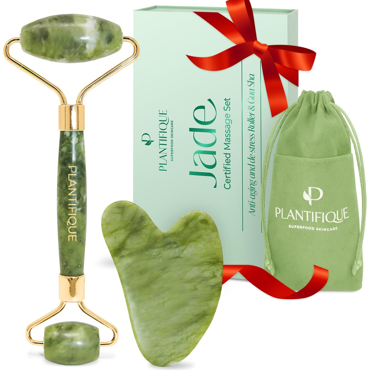 PLANTIFIQUE Gua Sha Facial Tools | Gifts | Massage Tool | Jawline Sculptor | Face Sculpting Tool for Your Skin Care Routine | Jade Guasha