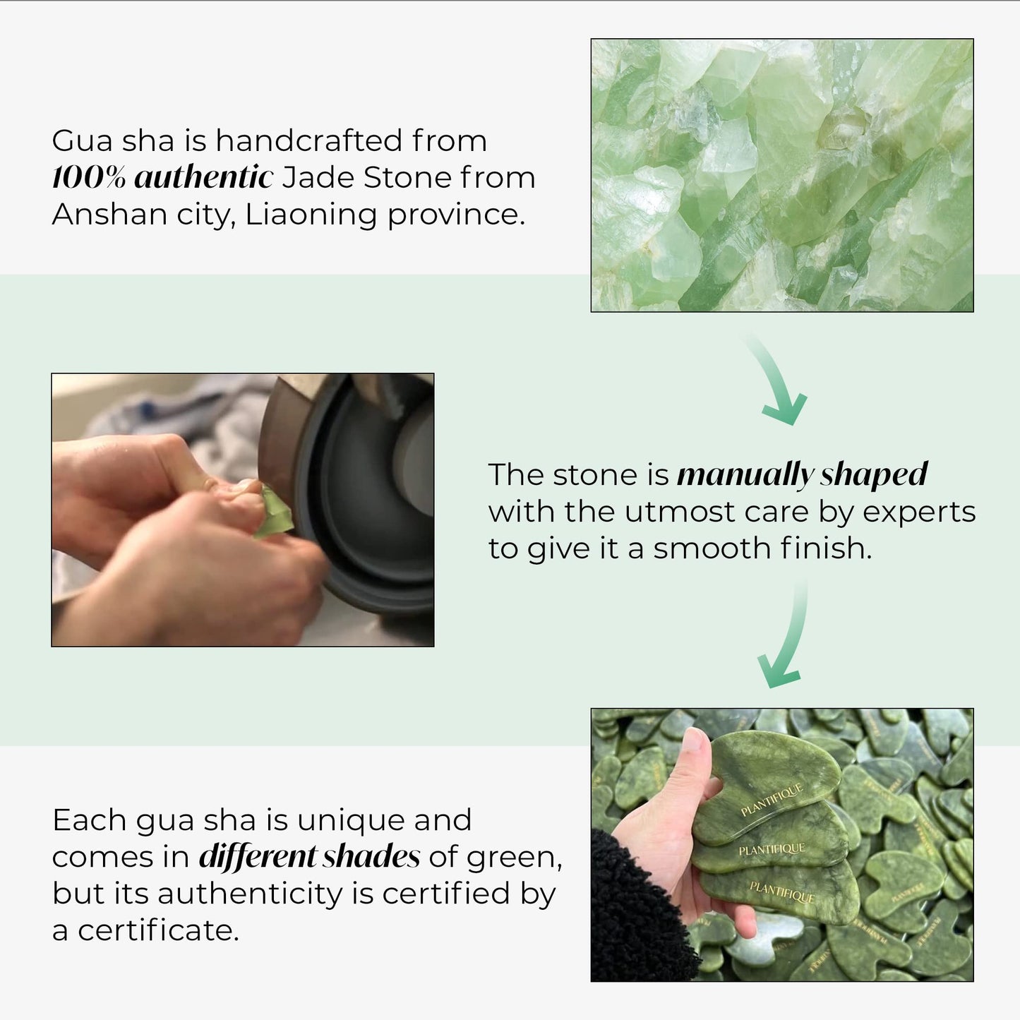 PLANTIFIQUE Gua Sha Facial Tools | Gifts | Massage Tool | Jawline Sculptor | Face Sculpting Tool for Your Skin Care Routine | Jade Guasha