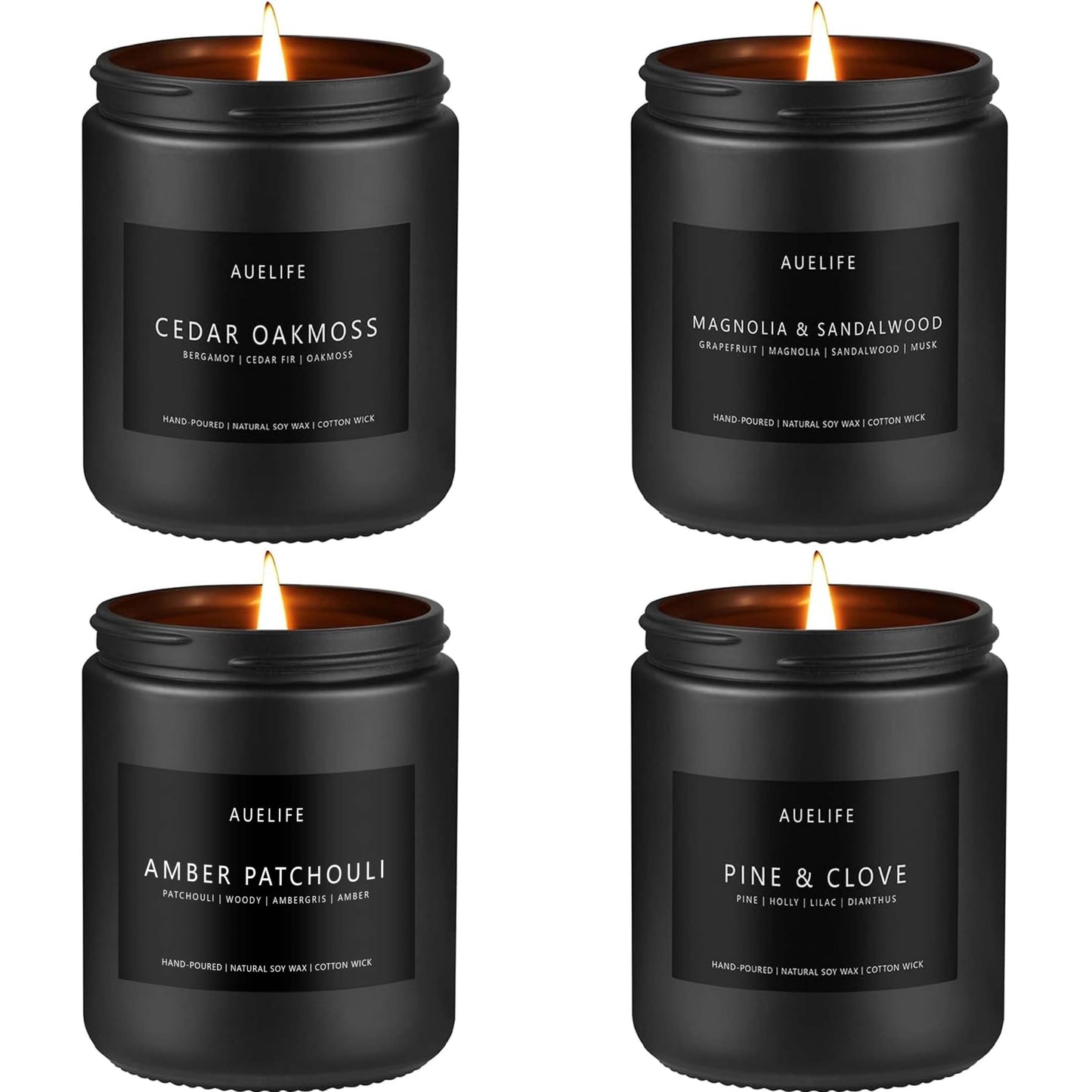 Scented Candles Set | Men Candle Set, Scented Candles for Home, Gifts for Men Aromatherapy Gift Set - 4 Pack Manly Gifts for Dad Fathers Day, Soy Candle of Leather/Smoke & Vanilla/Oak/Lavender