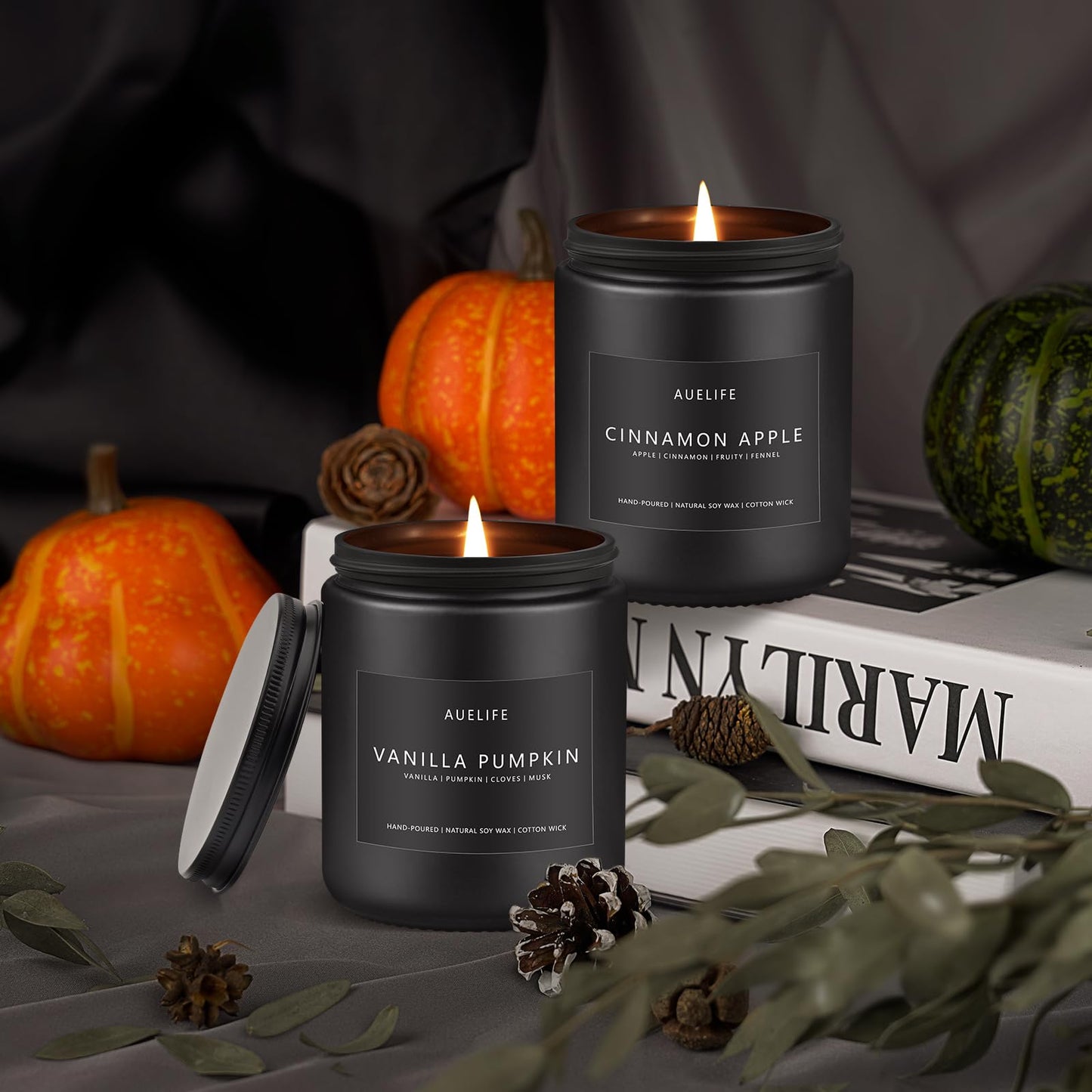 Scented Candles Set | Men Candle Set, Scented Candles for Home, Gifts for Men Aromatherapy Gift Set - 4 Pack Manly Gifts for Dad Fathers Day, Soy Candle of Leather/Smoke & Vanilla/Oak/Lavender