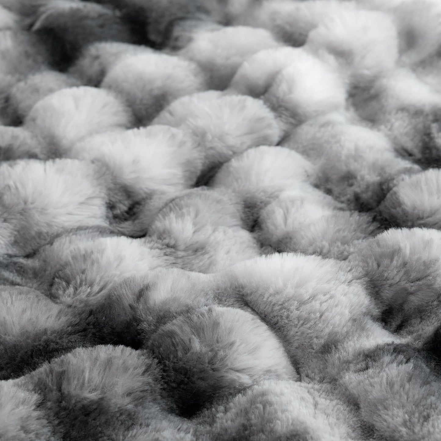 COOVA Faux Fur Throw Blanket for Couch, Cozy Soft and Fuzzy Plush Rabbit Fur Bubble Blanket for Sofa Bedroom Living Room, 50x60 Inches Tie Dye Brown