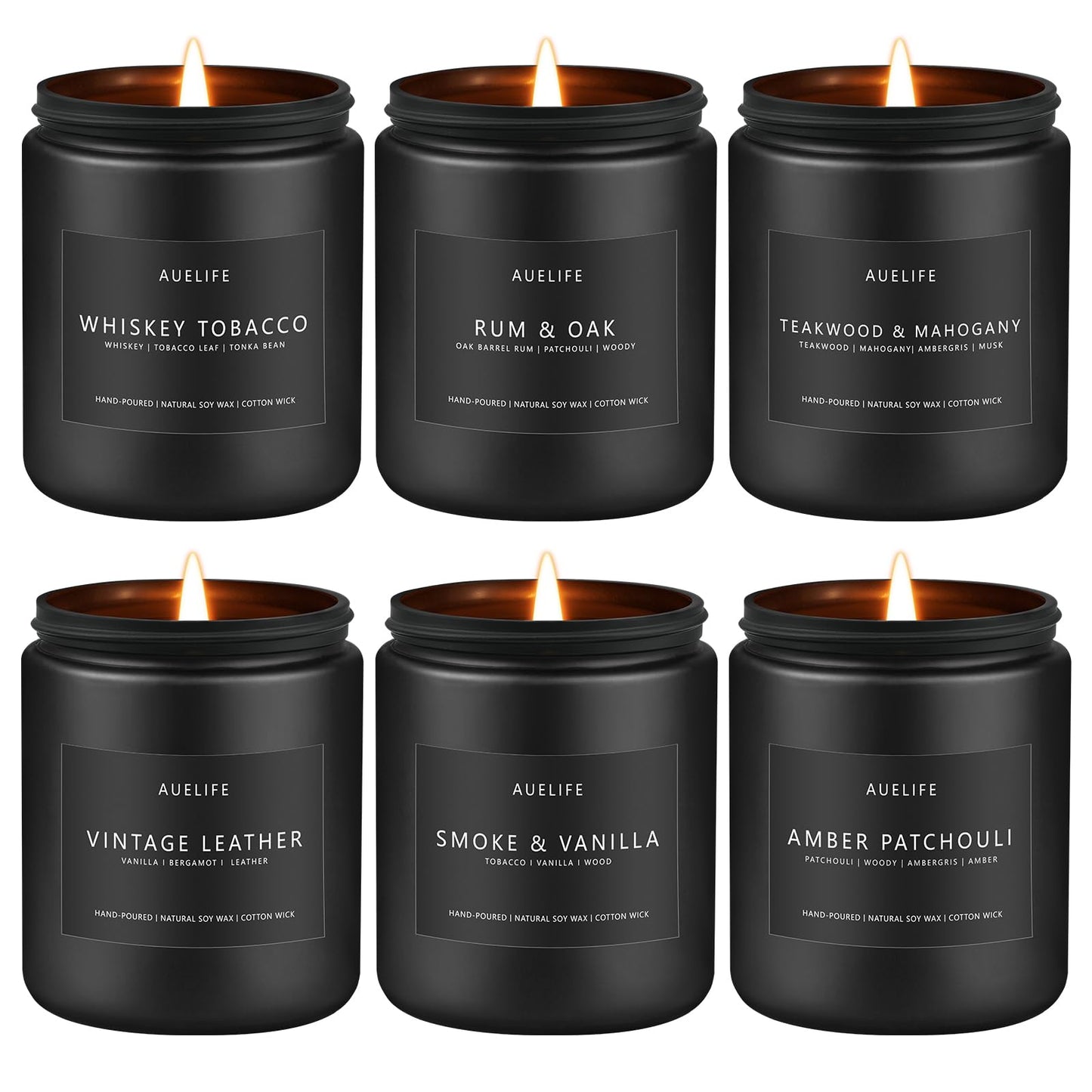 Scented Candles Set | Men Candle Set, Scented Candles for Home, Gifts for Men Aromatherapy Gift Set - 4 Pack Manly Gifts for Dad Fathers Day, Soy Candle of Leather/Smoke & Vanilla/Oak/Lavender