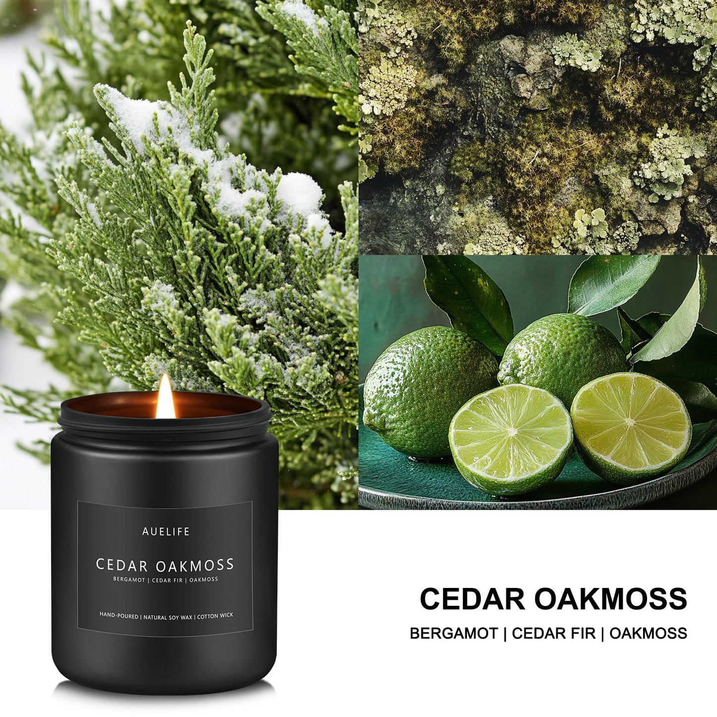 Scented Candles Set | Men Candle Set, Scented Candles for Home, Gifts for Men Aromatherapy Gift Set - 4 Pack Manly Gifts for Dad Fathers Day, Soy Candle of Leather/Smoke & Vanilla/Oak/Lavender