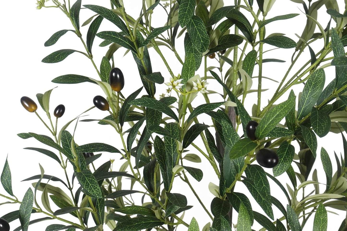 A 6-Foot Tall Artificial Indoor Olive Tree with Realistic Olive Fruits and Flowers with Black pots, Suitable for Home Offices and Home Decor Gifts (Including Woven Baskets)