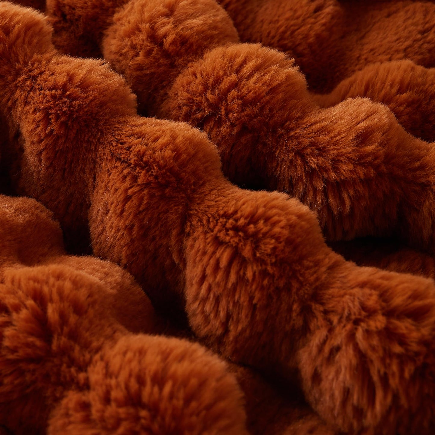 COOVA Faux Fur Throw Blanket for Couch, Cozy Soft and Fuzzy Plush Rabbit Fur Bubble Blanket for Sofa Bedroom Living Room, 50x60 Inches Tie Dye Brown