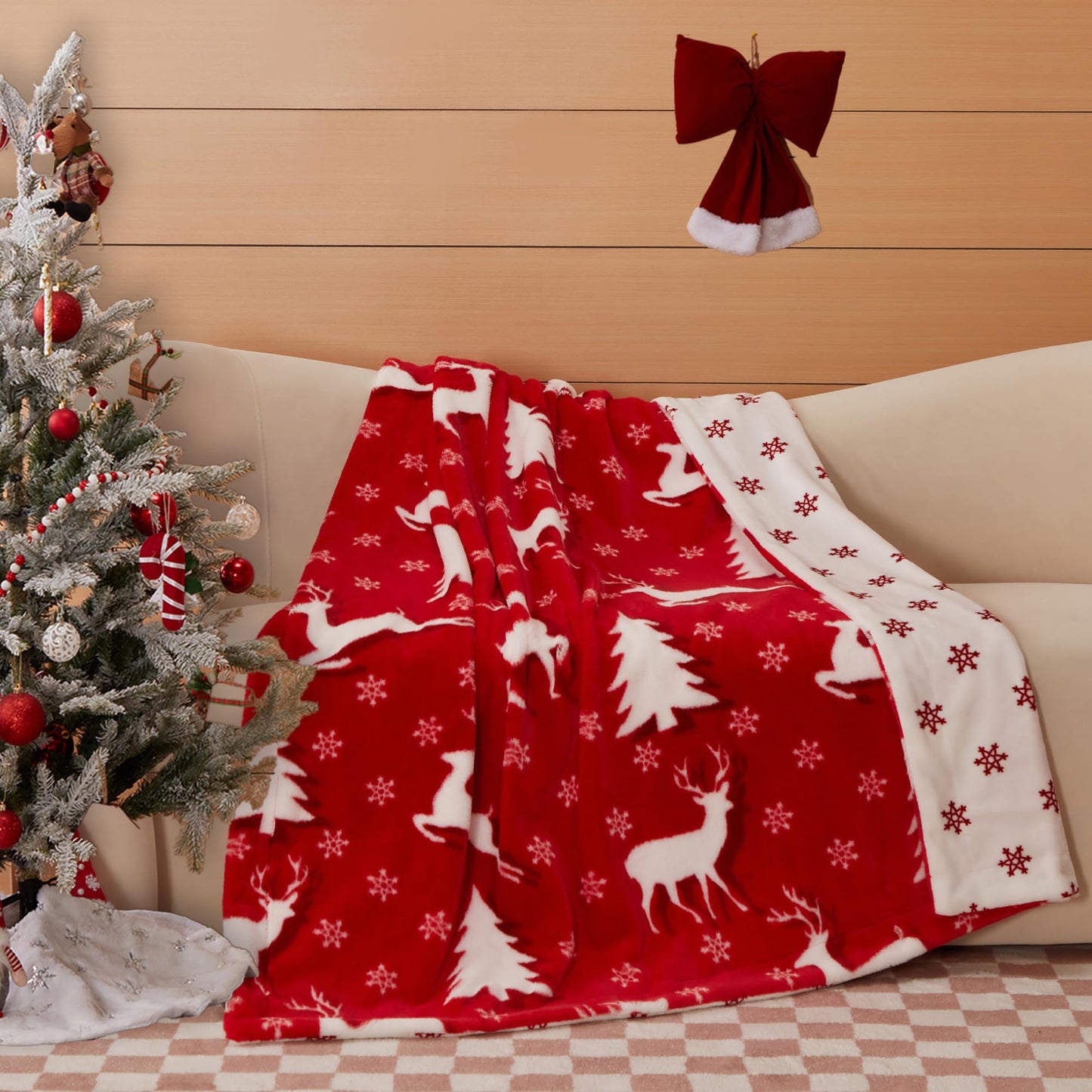 COOVA Faux Fur Throw Blanket for Couch, Cozy Soft and Fuzzy Plush Rabbit Fur Bubble Blanket for Sofa Bedroom Living Room, 50x60 Inches Tie Dye Brown