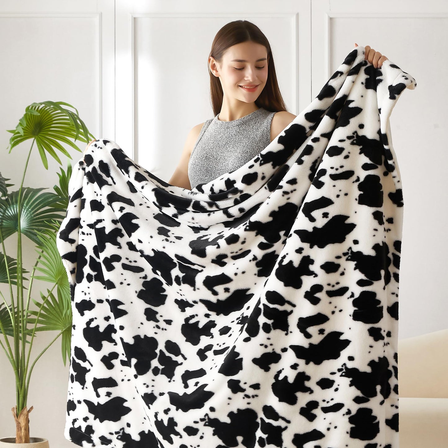 COOVA Faux Fur Throw Blanket for Couch, Cozy Soft and Fuzzy Plush Rabbit Fur Bubble Blanket for Sofa Bedroom Living Room, 50x60 Inches Tie Dye Brown