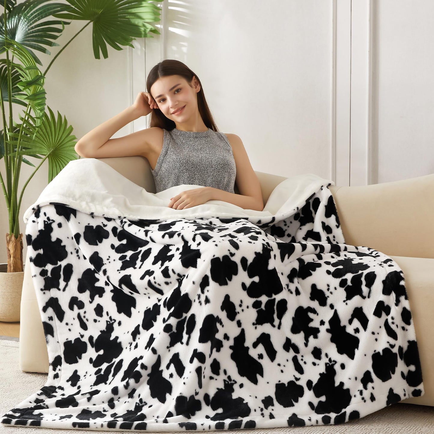 COOVA Faux Fur Throw Blanket for Couch, Cozy Soft and Fuzzy Plush Rabbit Fur Bubble Blanket for Sofa Bedroom Living Room, 50x60 Inches Tie Dye Brown