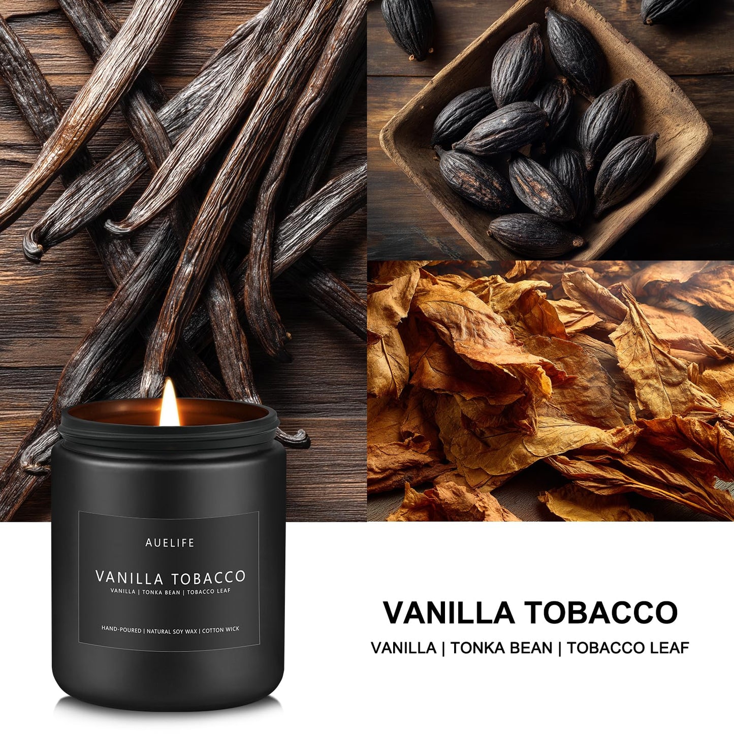 Scented Candles Set | Men Candle Set, Scented Candles for Home, Gifts for Men Aromatherapy Gift Set - 4 Pack Manly Gifts for Dad Fathers Day, Soy Candle of Leather/Smoke & Vanilla/Oak/Lavender