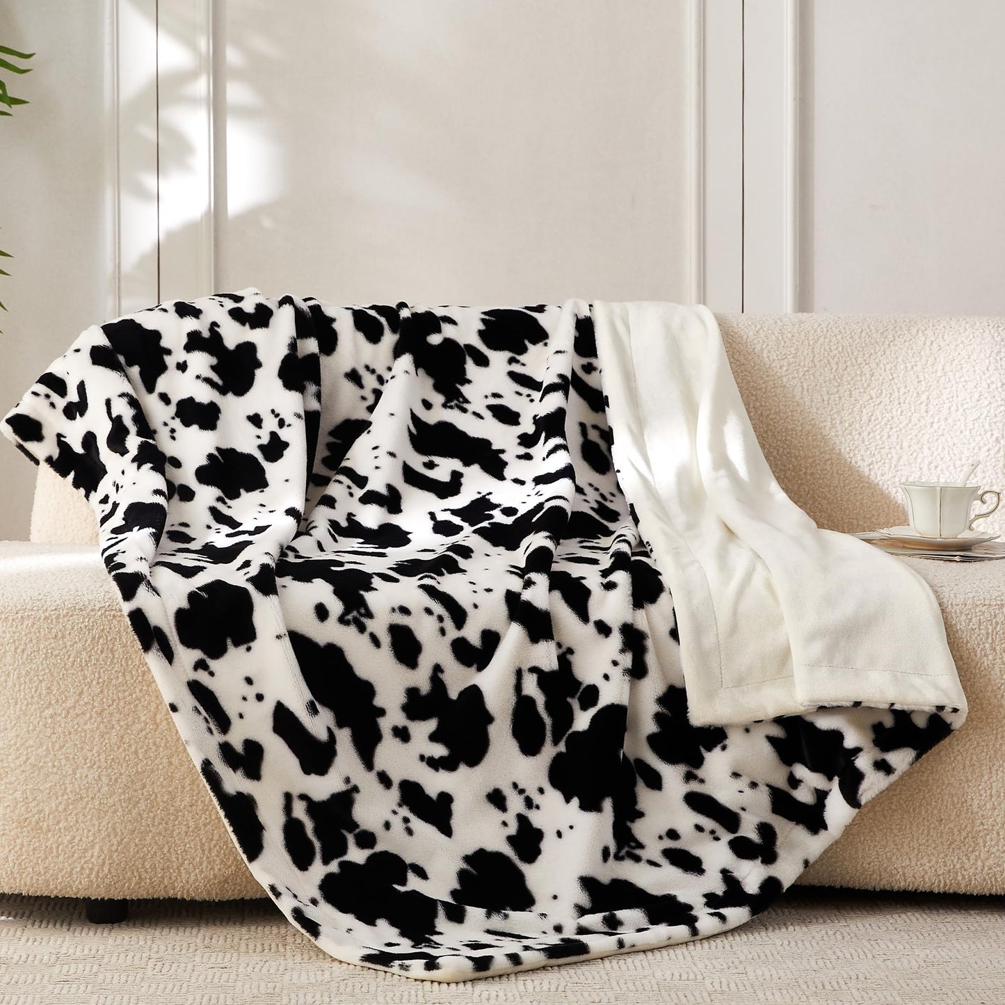 COOVA Faux Fur Throw Blanket for Couch, Cozy Soft and Fuzzy Plush Rabbit Fur Bubble Blanket for Sofa Bedroom Living Room, 50x60 Inches Tie Dye Brown