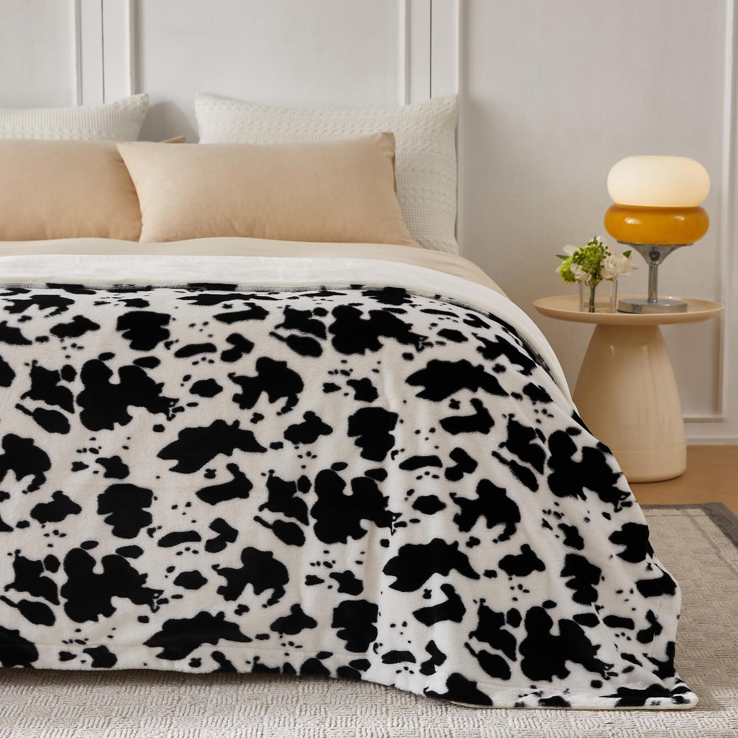 COOVA Faux Fur Throw Blanket for Couch, Cozy Soft and Fuzzy Plush Rabbit Fur Bubble Blanket for Sofa Bedroom Living Room, 50x60 Inches Tie Dye Brown