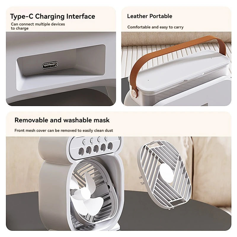 Hot 3 In 1 Fan AIr Conditioner Household Small Air Cooler LED Night Light Portable Humidifier Air Adjustment Fan Office Home Fan
