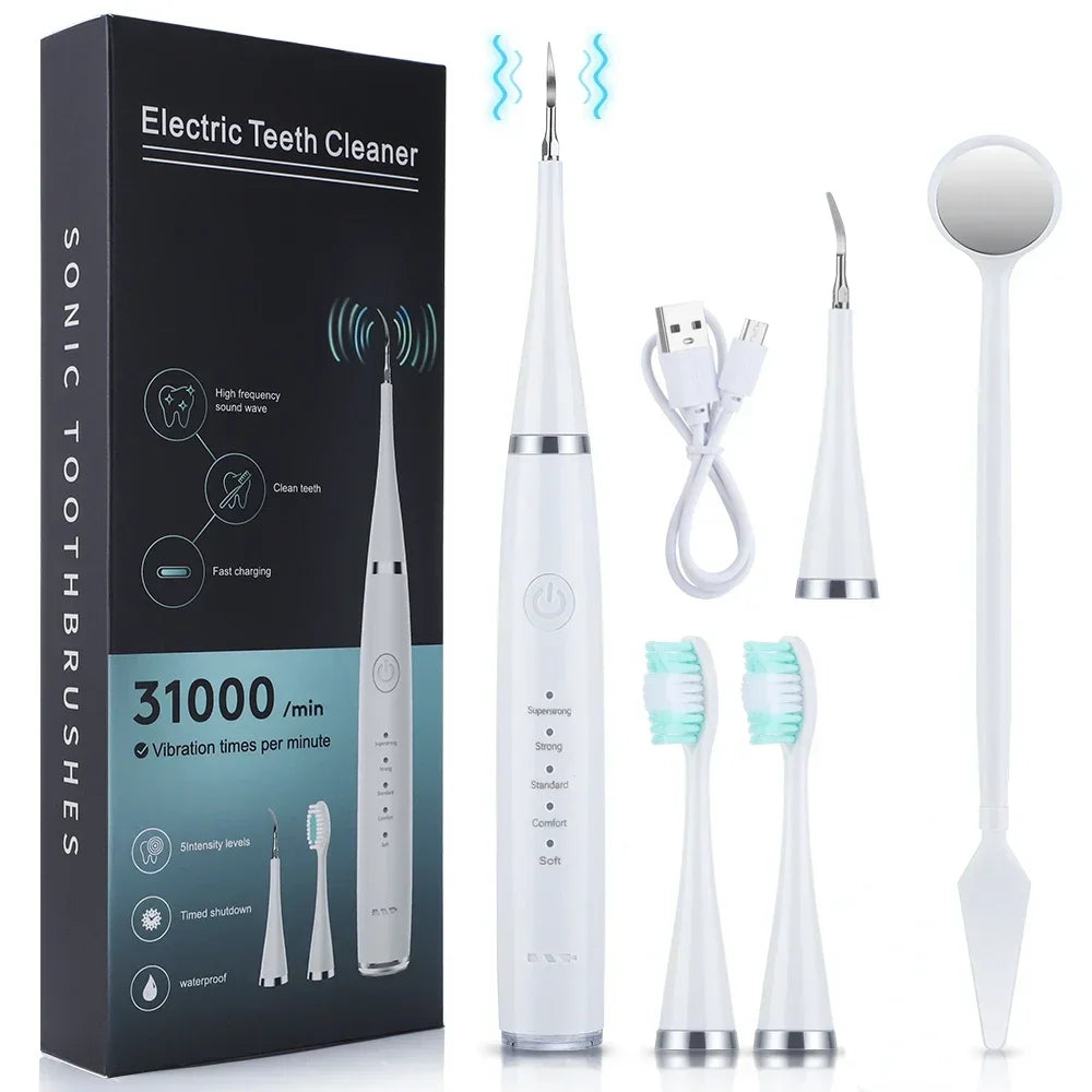 Electric Toothbrush with Sonic Cleaning 3-in-1 for Removing Tartar Whitening Teeth Oral Care USB Charging Replacing Brush Head
